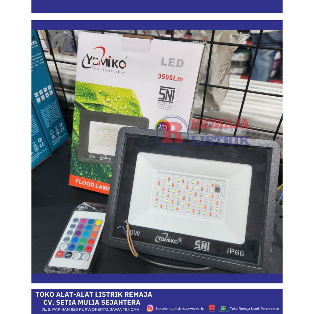 LAMPU SOROT RGB 50W + REMOTE YOMIKO IP65