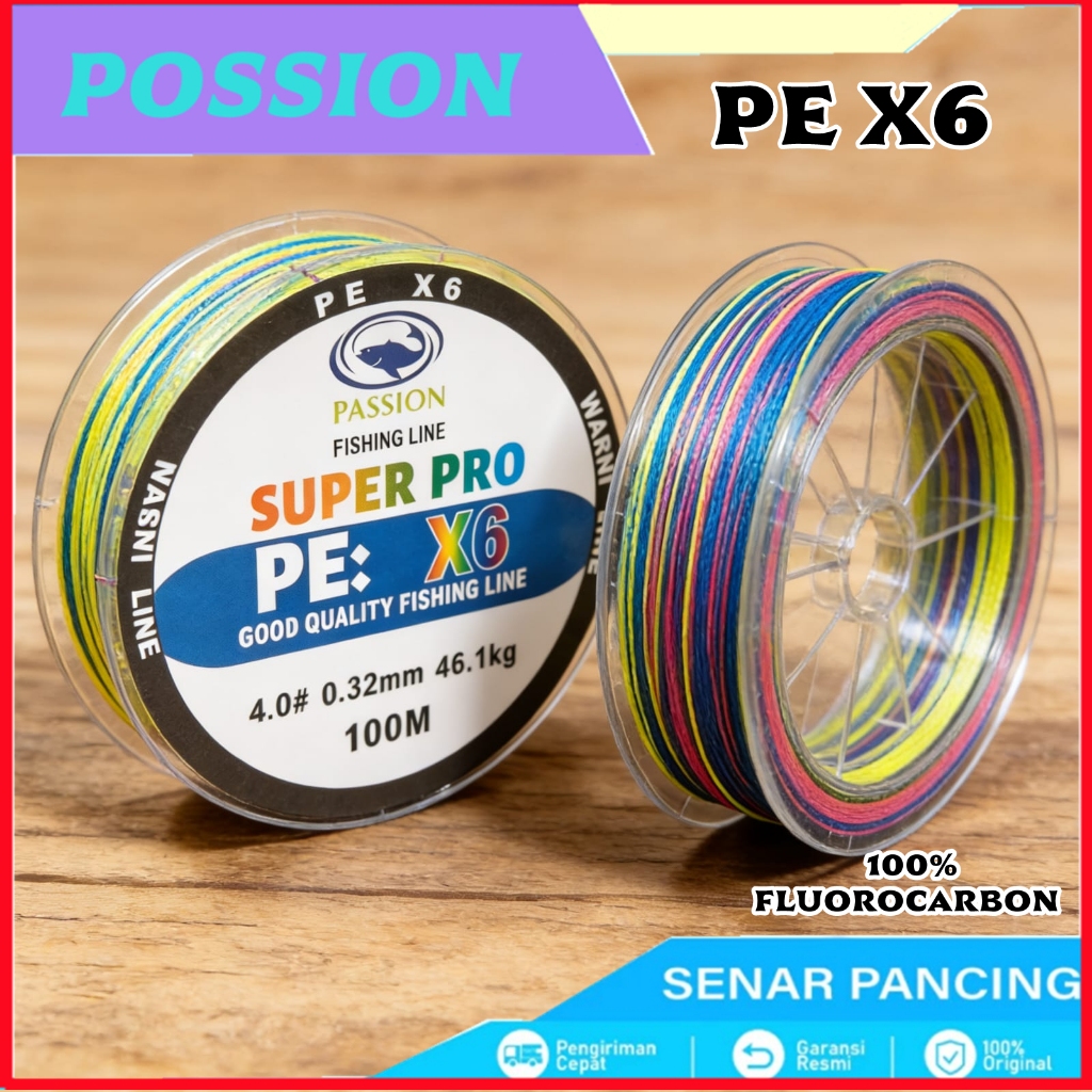 Senar Pancing PE X6 Piranha 100m Warna Biru & Hijau Jepang Senar Pancing P6 Super Kuat & Tahan Bahan