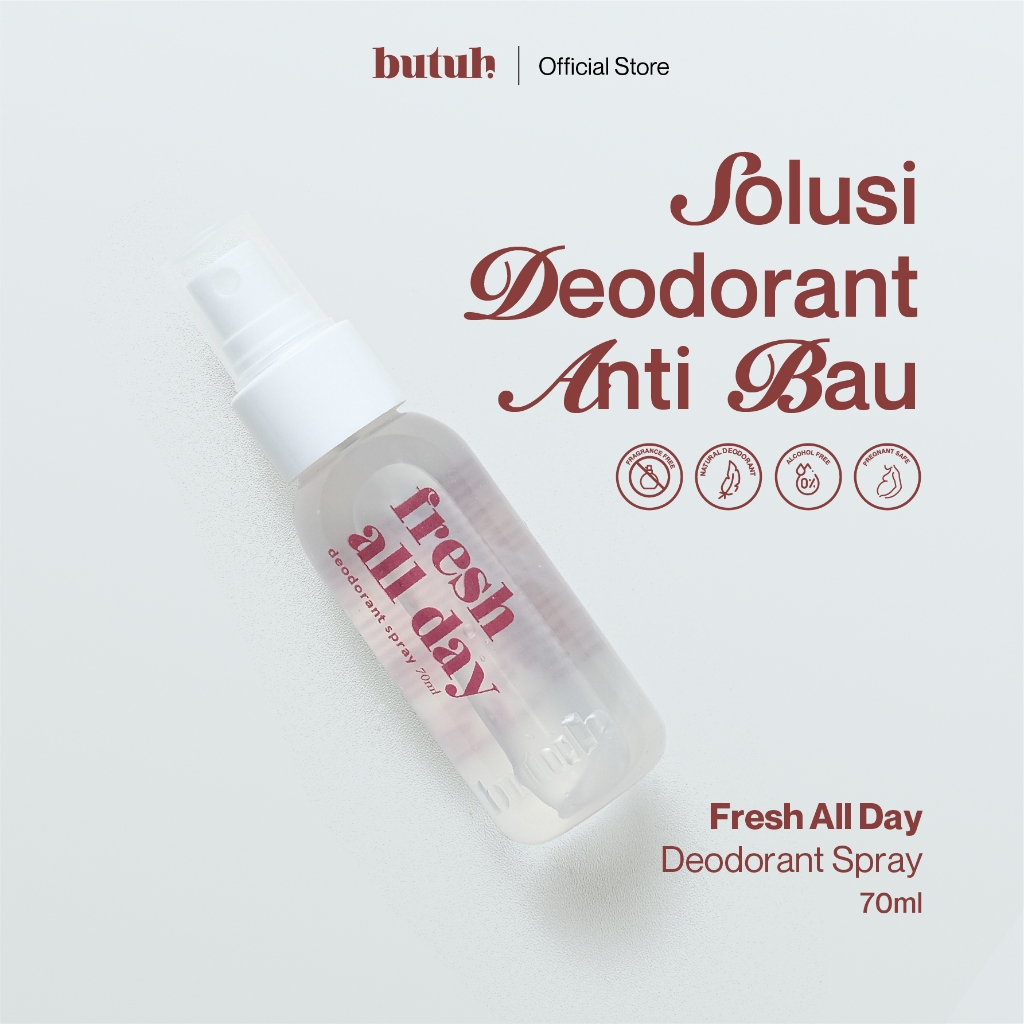 BUTUH - Fresh All Day - BUTUH Natural Deodoran Spray Ketiak - Bebas Alcohol dan Paraben - Bantu Taha