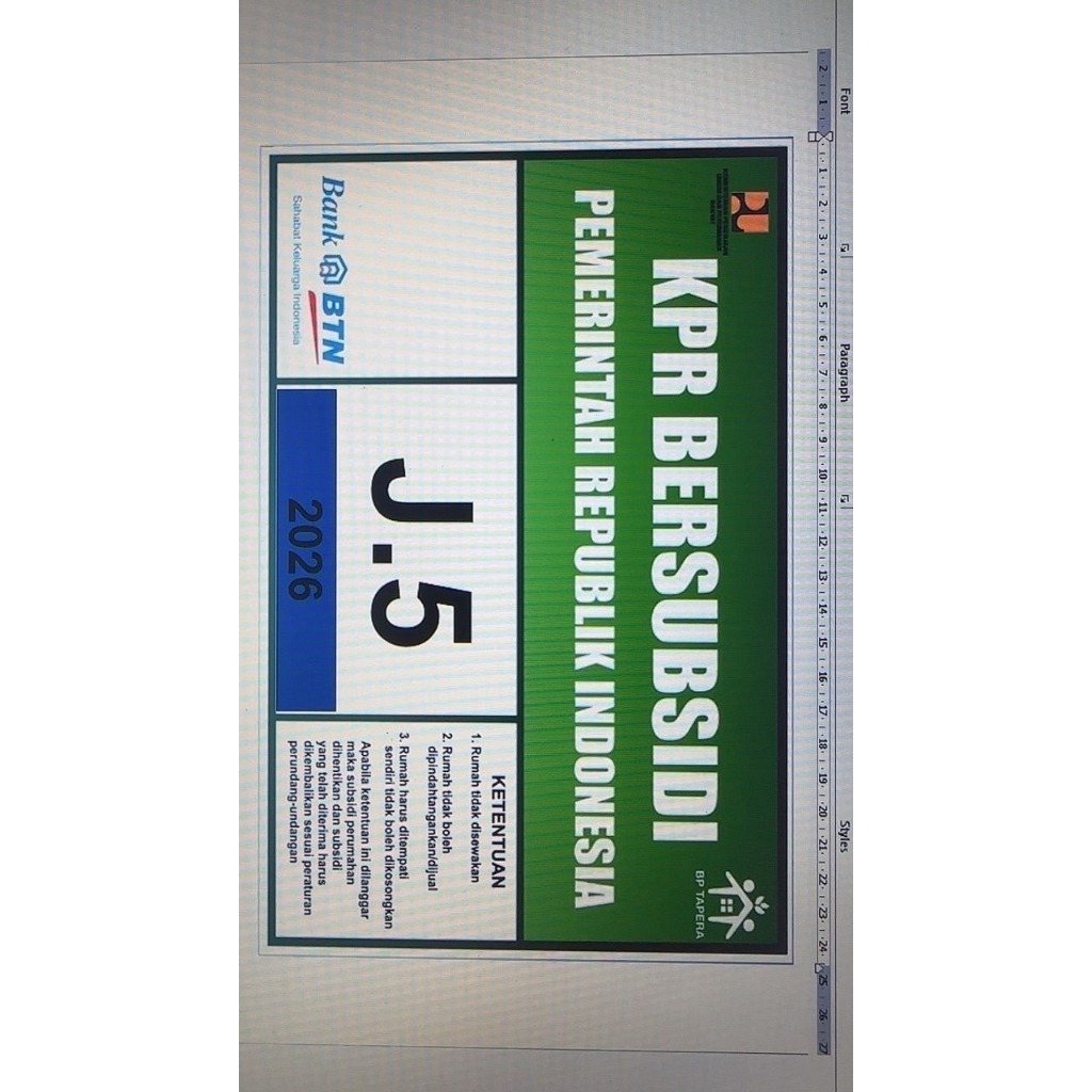 No Rumah KPR Subsidi CUSTOM