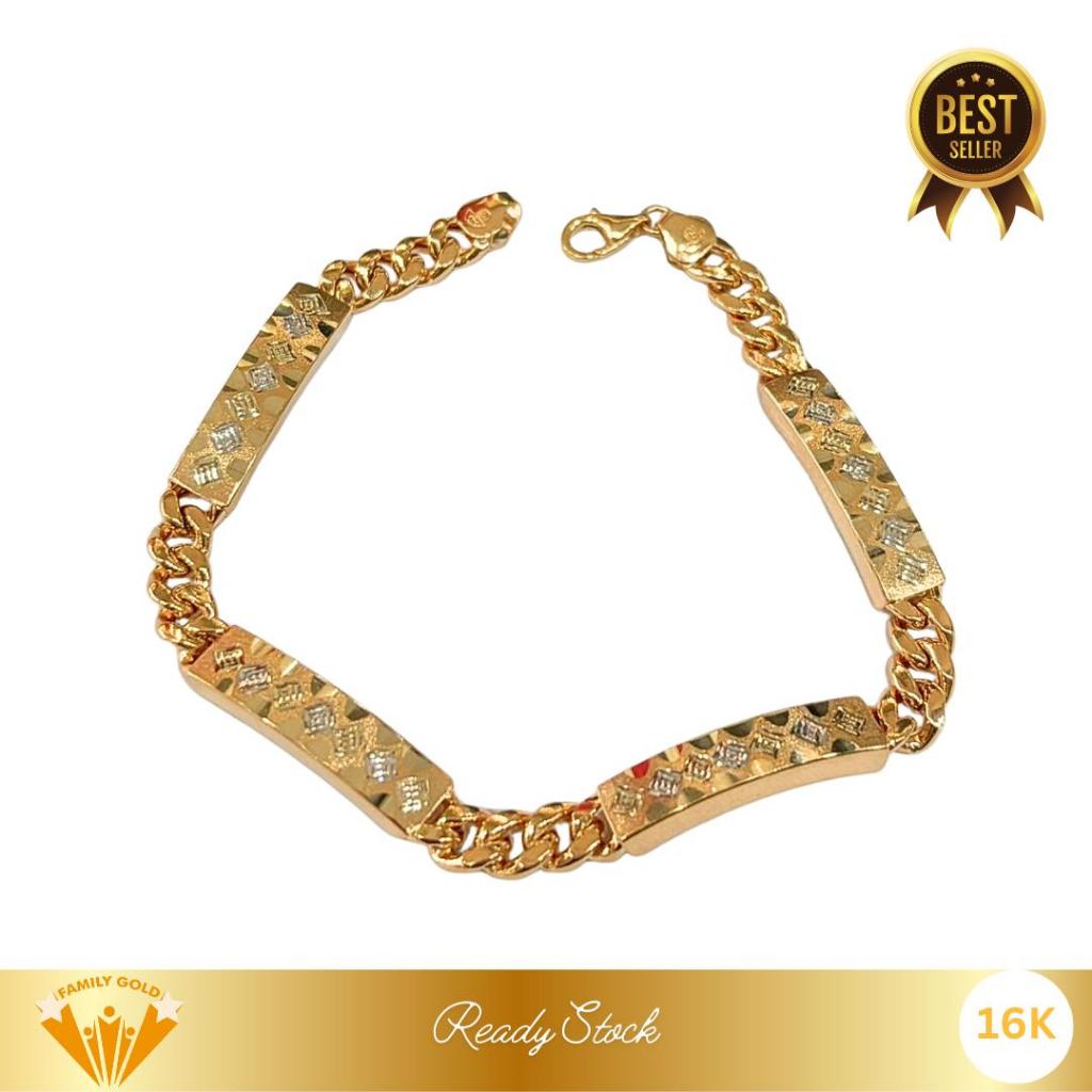 Gelang Emas Kadar 16K Model Luxury Rantai Plat Family Gold