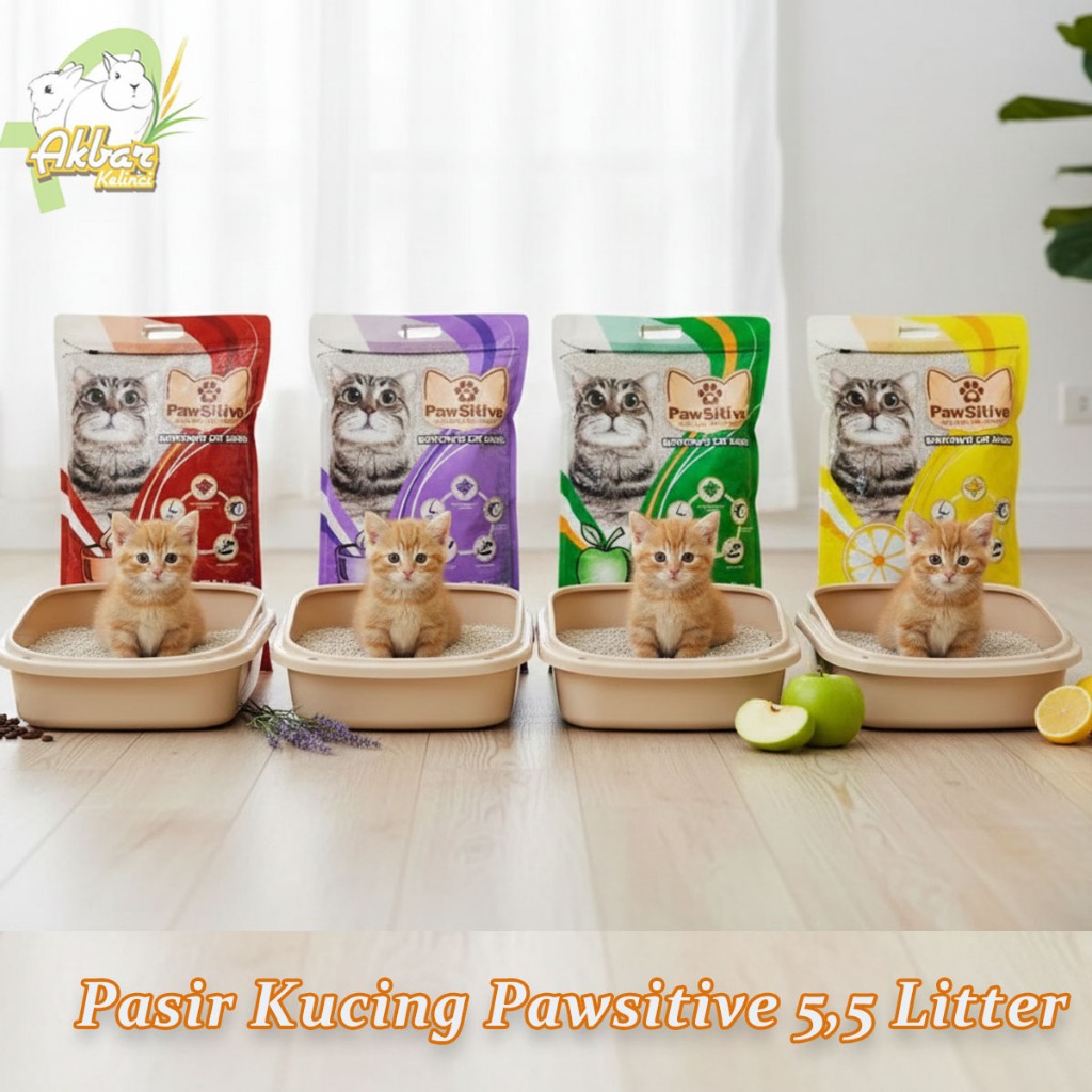 Pasir kucing Gumpal Wangi 5,5 liter Pawsitive | Pawsitive Cat Litter 5.5L Pasir kucing bentonite