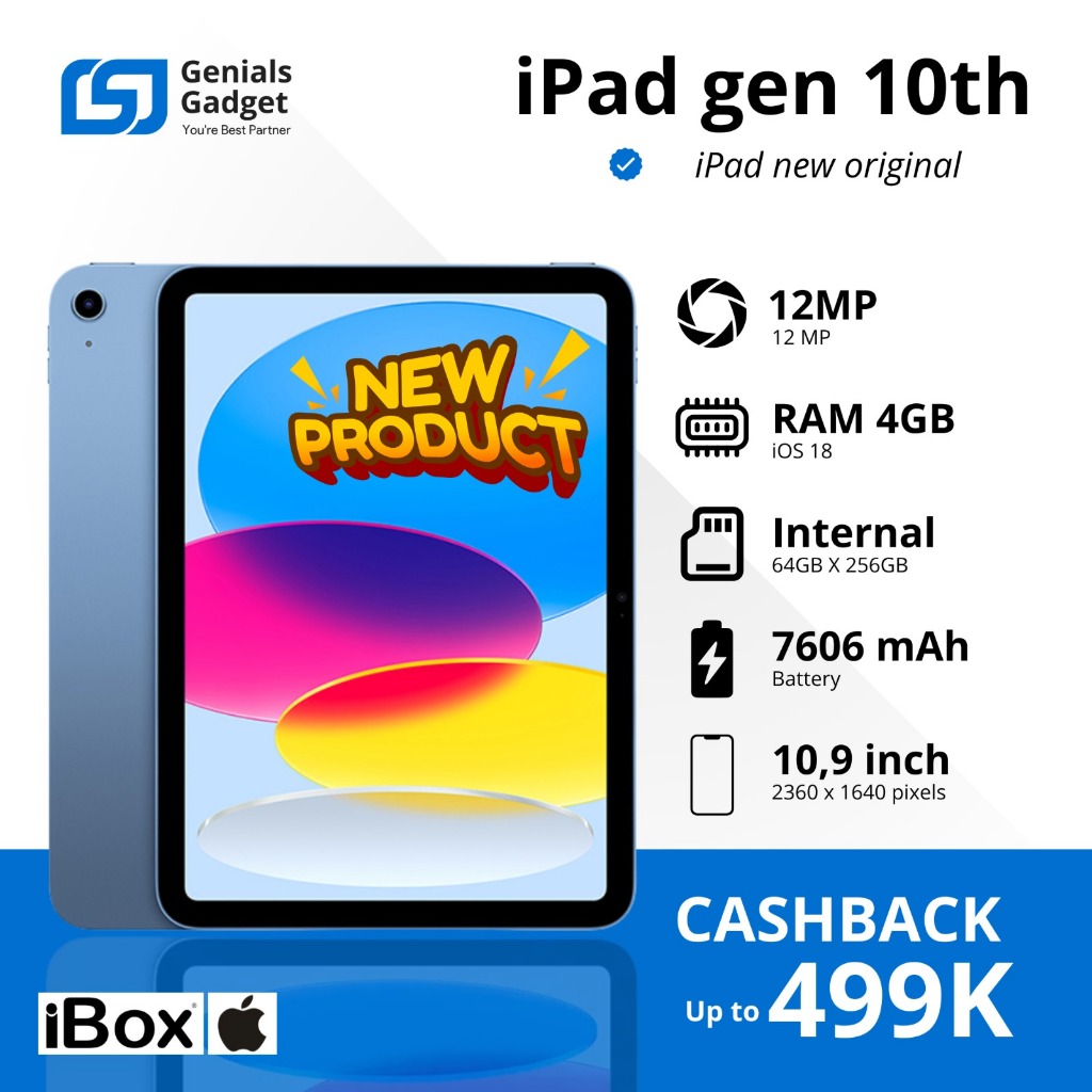 NEW SEGELL  GG - Apple iPad 10 10.9 inch Gen 10th 2021 Wifi 64GB Original iBox Blue dan Silver