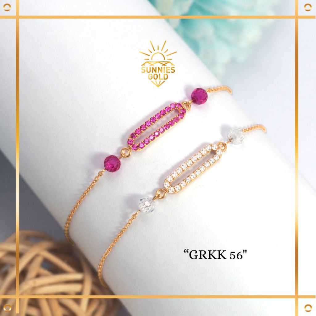 GELANG EMAS RANTAI KADAR 8K GELANG RANTAI EMAS ASLI PERMATA OVAL ELEGANT TERBARU SUNNIES GOLD - GK 5