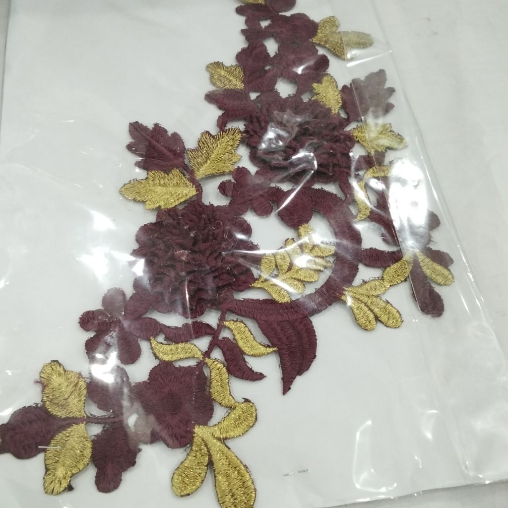 (OBRAL/SALE)Renda Bordir Tempel/Renda aplikasi/Renda  kebaya Set kanan/kiri)/TK Akar Bunga kwalitas 