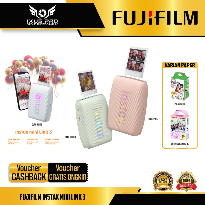 FUJIFILM Instax Mini Link 3 Smartphone Printer - Fuji Instant Printer HP Portable