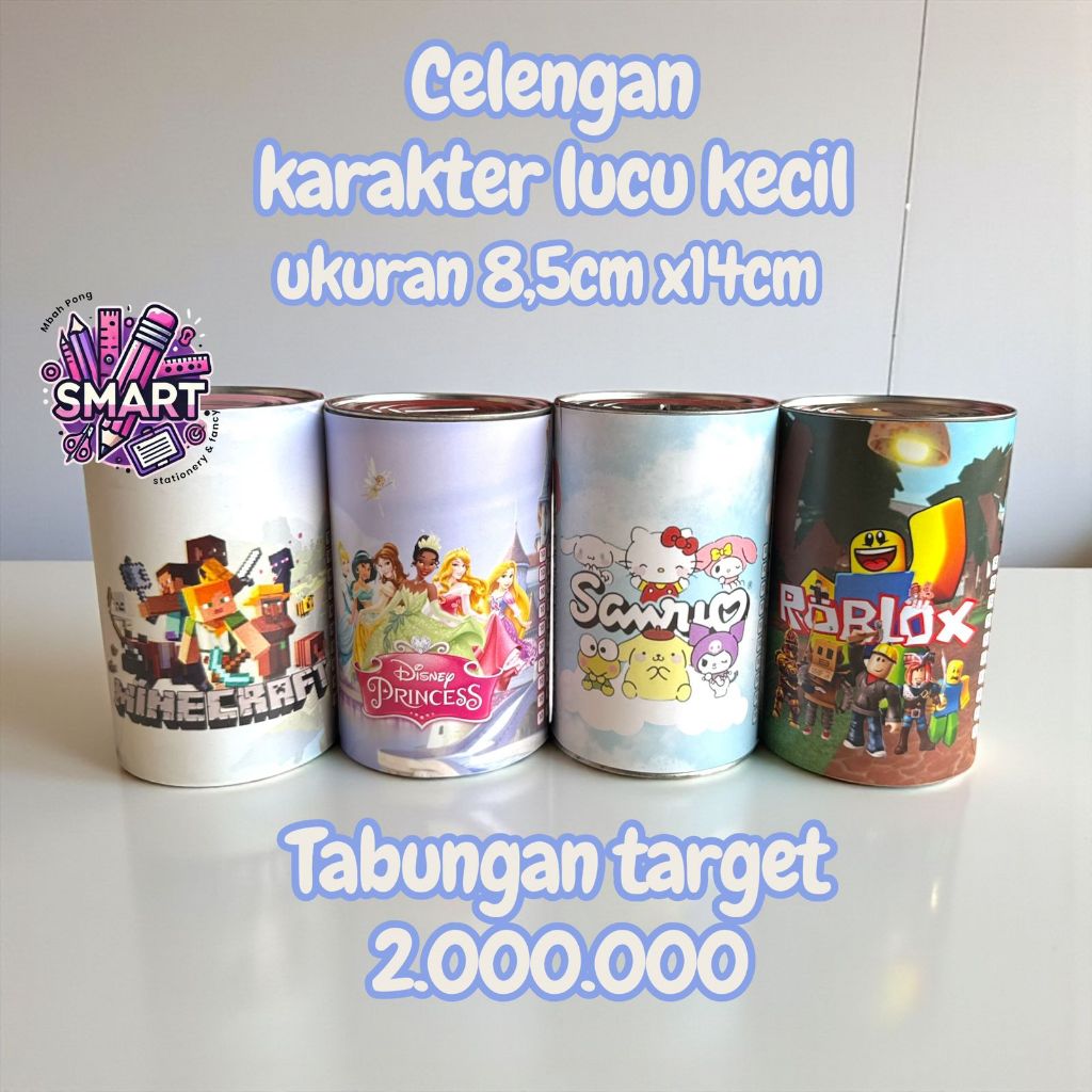 Celengan Target Karakter Lucu kecil - Tabungan Target 2 Juta