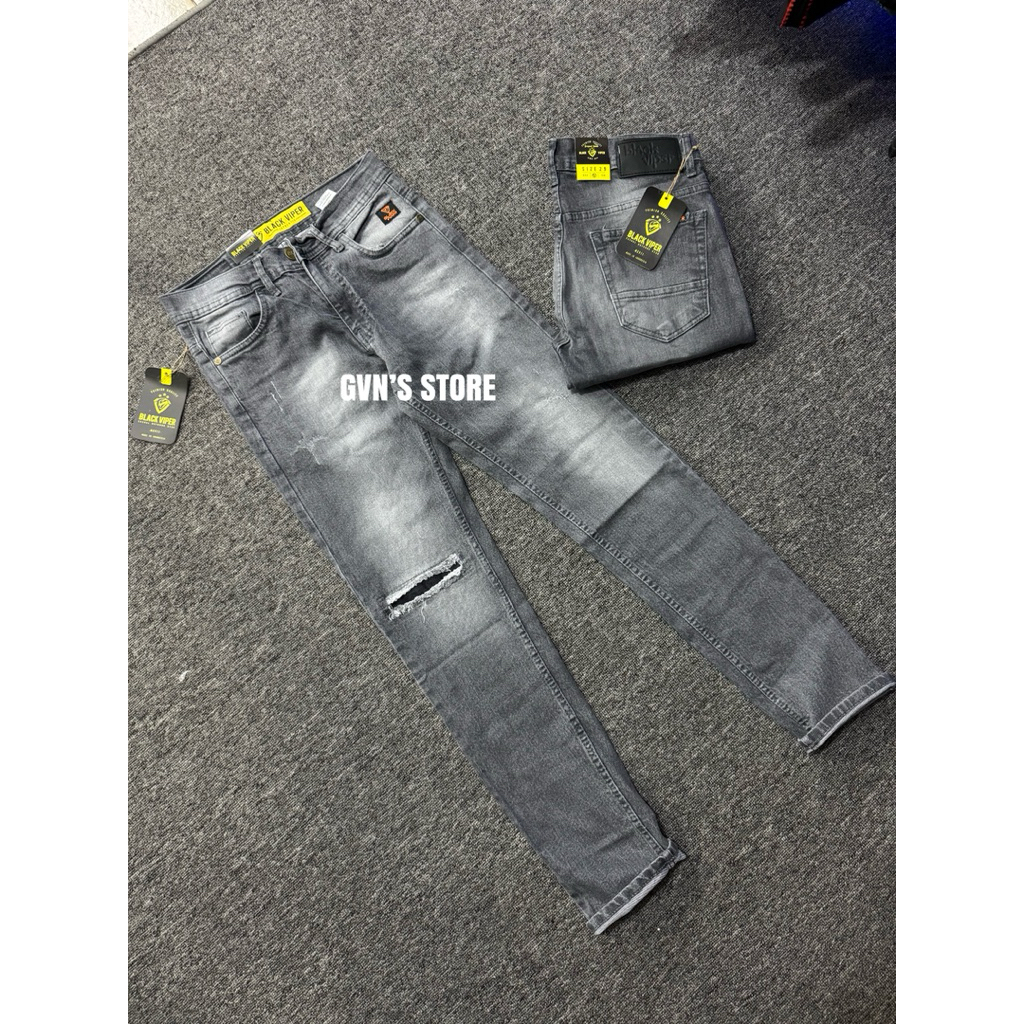 celana Jeans panjang pria terkini sobek terbaru abu grey gvn’s store
