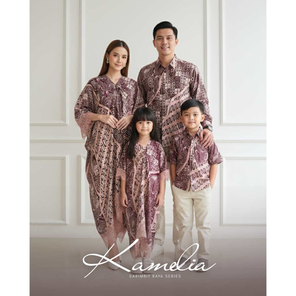 AIRA BATIK - Kamelia Kaftan Sarimbit Series Lebaran Family Set Raya Modern Premium