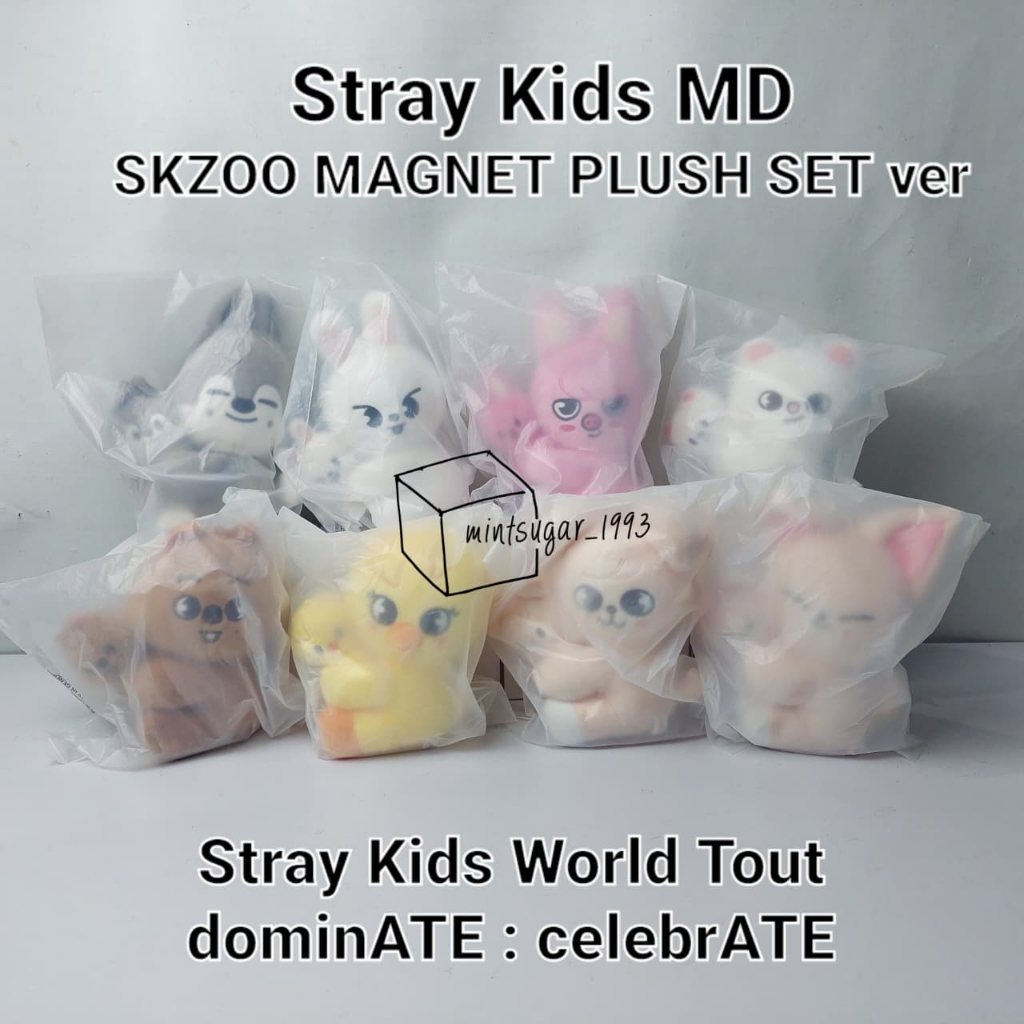 [ READY NEW SEALED ] SKZOO MAGNET PLUSH SET - celebrATE [ Stray Kids World Tour MD Merch | Wolf Chan