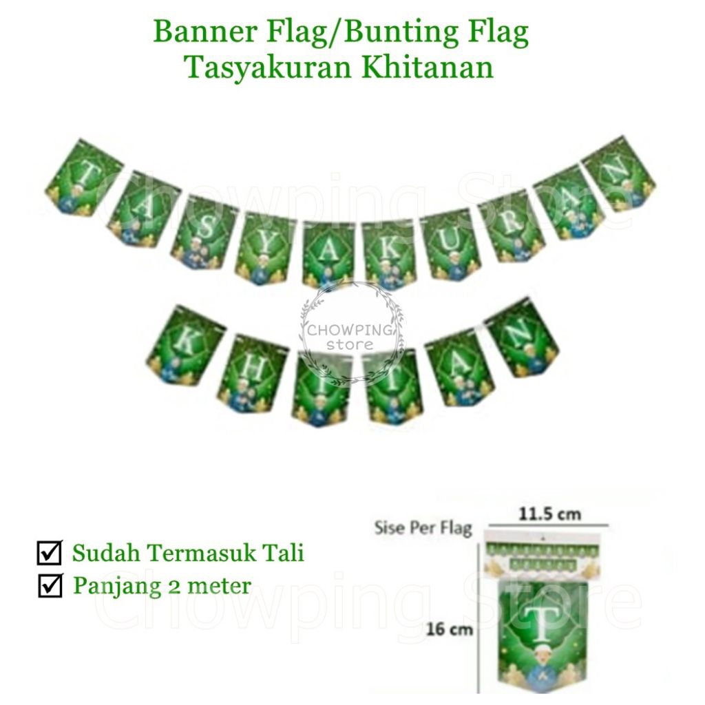 BANNER FLAG TASYAKURAN KHITAN/BANNER DEKORASI KHITAN/TERLENGKAP/BISA BELI SATUAN