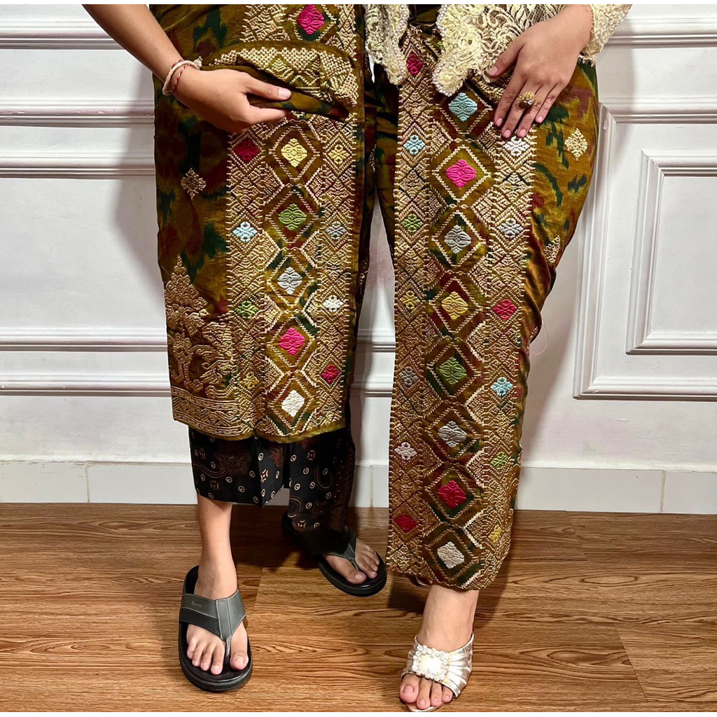 Kamen lembaran set couple endek tenun bordir tumpal premium dengan motif super mewah elegan dan moti