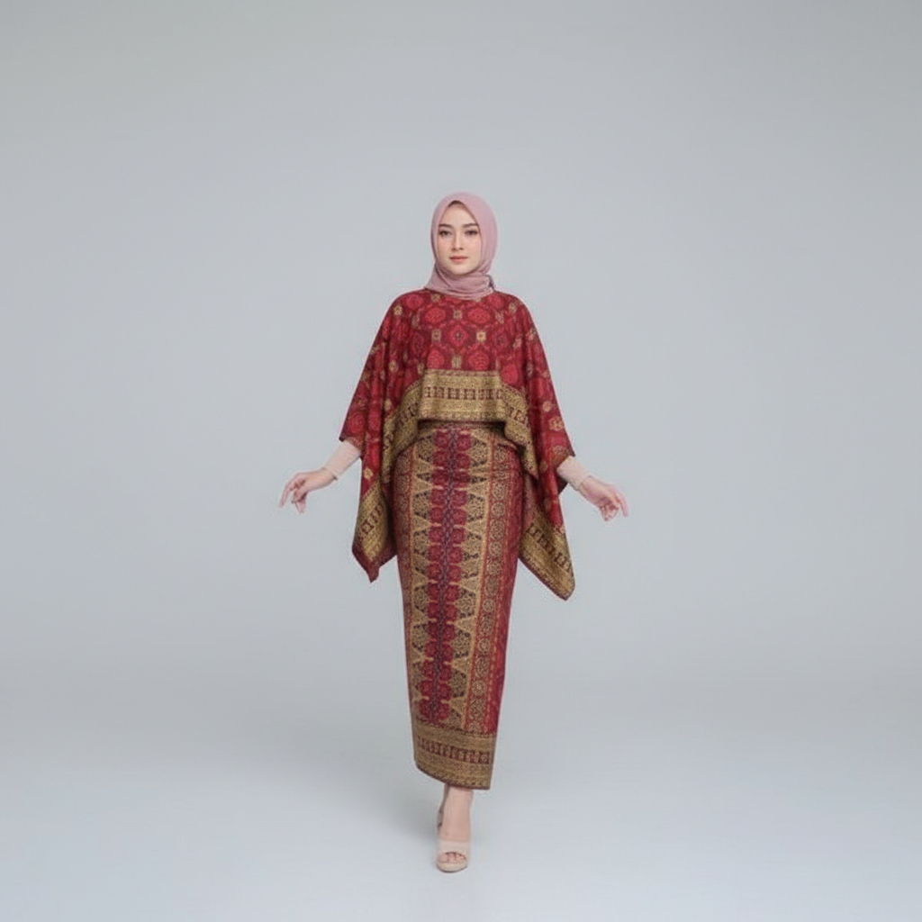 Setelan Batik Wanita Motif Songket Palembang Premium – Baju Pesta Kebaya All Size Jumbo