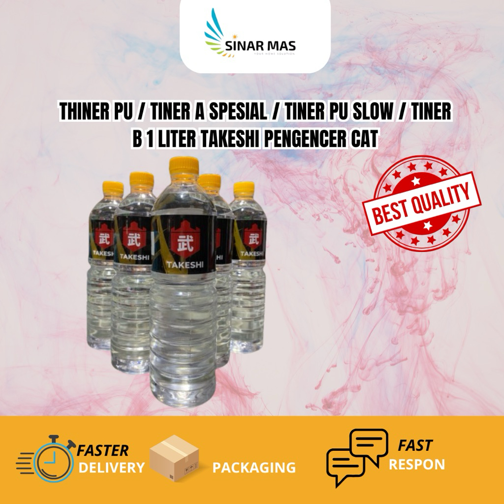Thiner PU / Tiner A Spesial / Tiner PU slow / Tiner B 1 Liter TAKESHI Pengencer Cat Berkualitas Supe