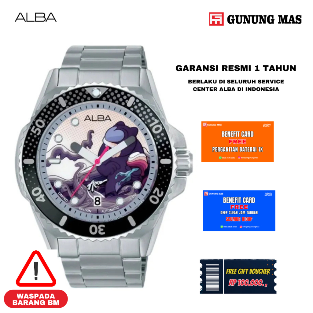 Alba Jam Tangan Pria Mechanical X Arkiv Vilmansa AU4079X1 Automatic Stainless Steel Strap Limited Ed