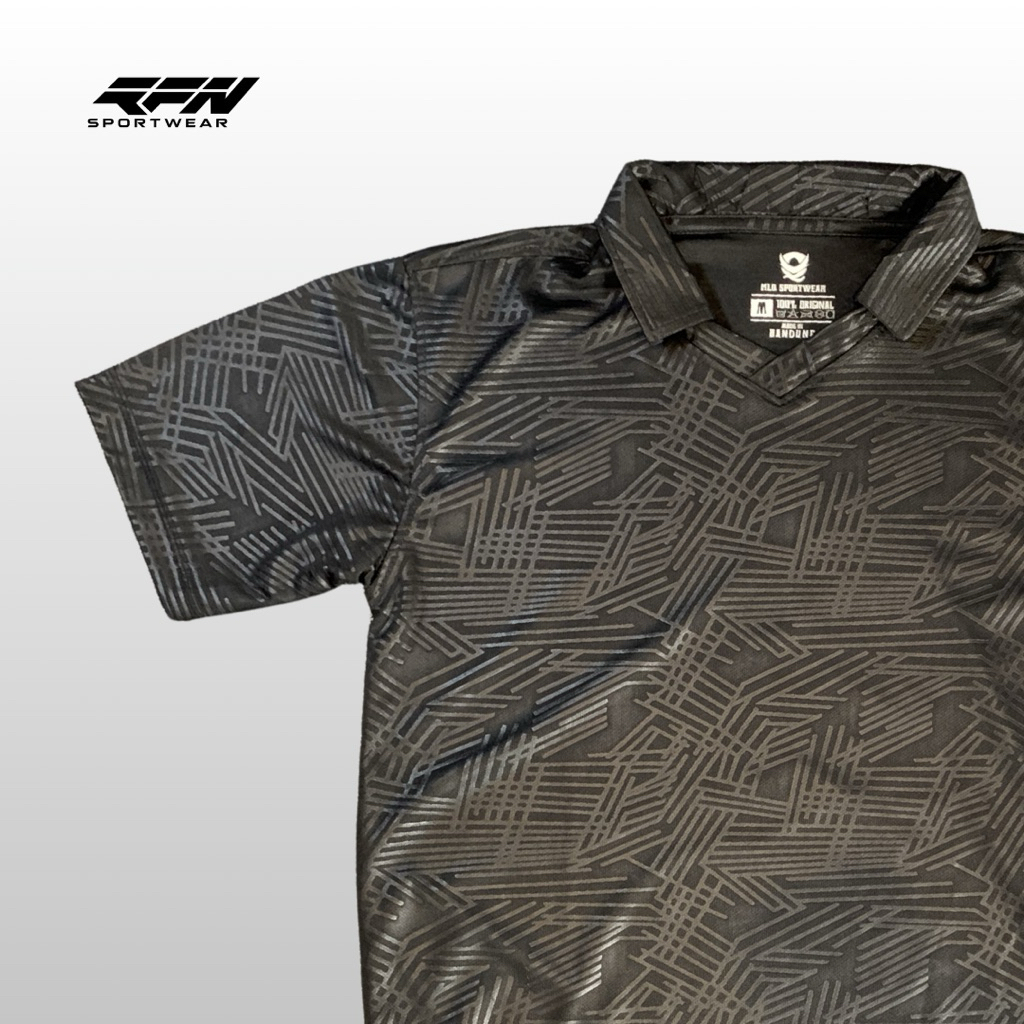 JERSEY OLAHRAGA BERKERAH DRY FIT EMBOSE HITAM