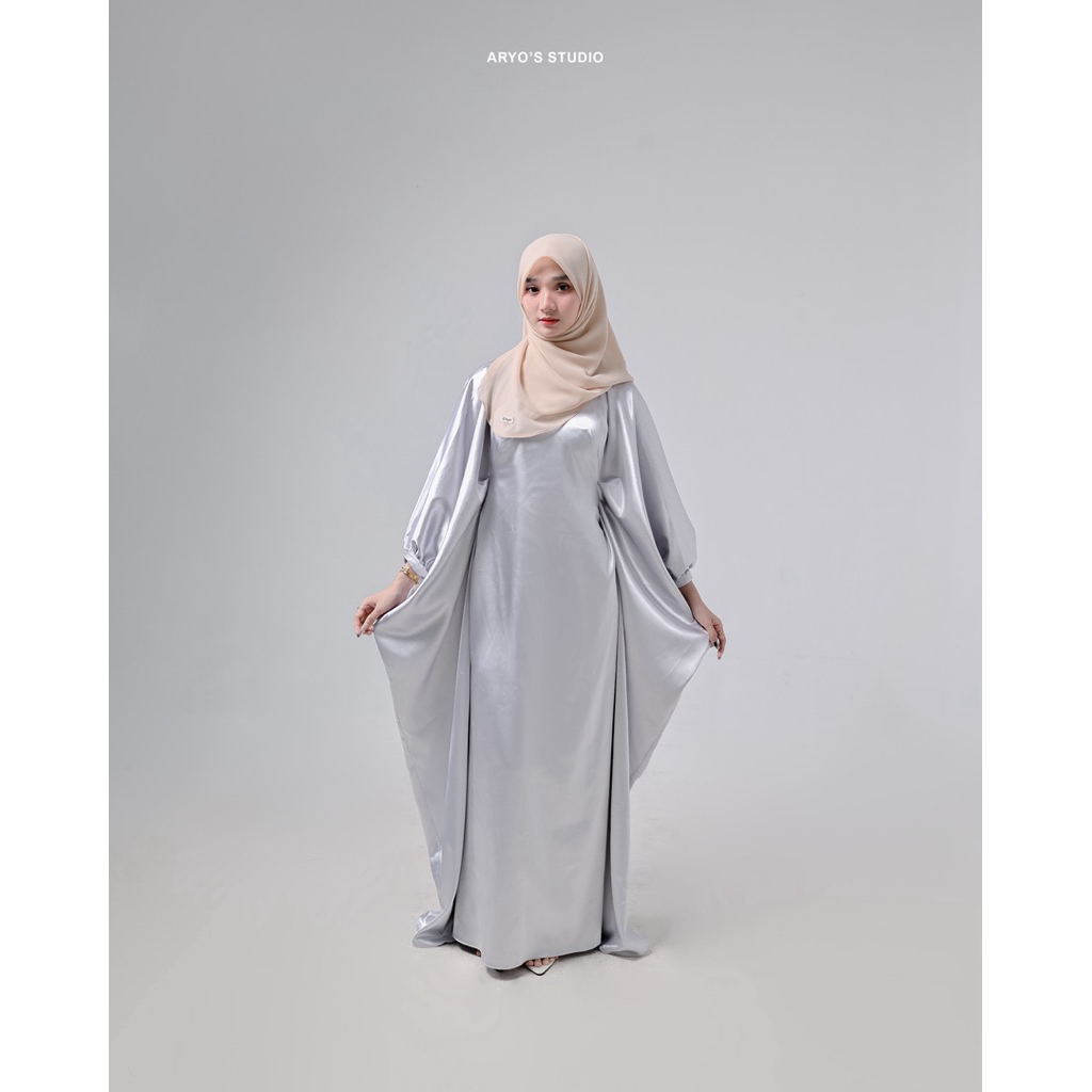 ABAYA DUHA BY NAEEME,SATIN SILK IMPORT PREMIUM,Kaftan butterfly TEBAL JATUH ADEM TIDAK PANAS TIDAK N
