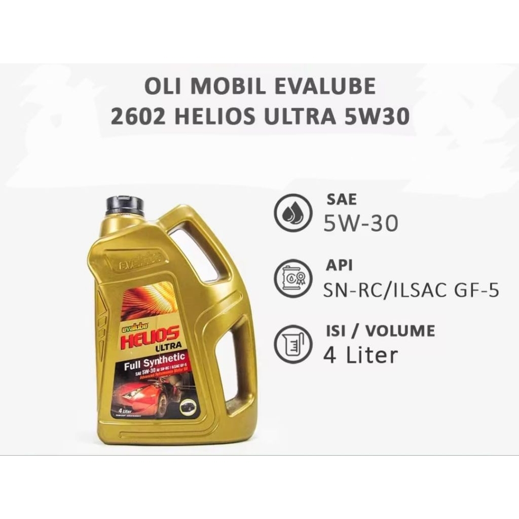 Oli mobil Evalube Helios Ultra Full Synthetic 5W-30W isi 4 liter