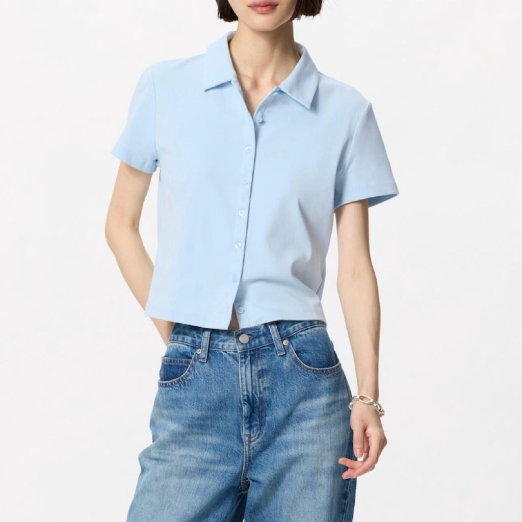 JASTIP UNIQLO KEMEJA POLO MINI LENGAN PENDEK WANITA CEWEK
