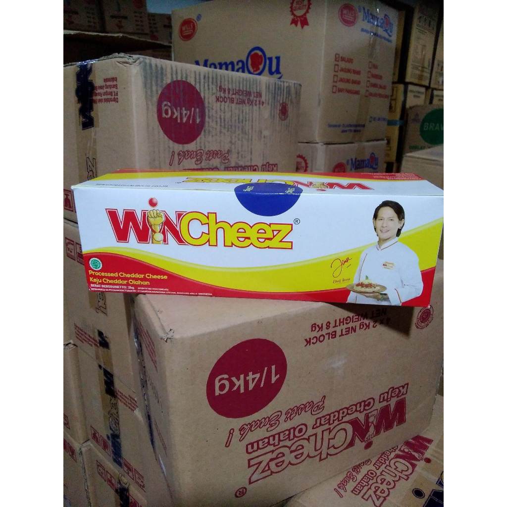 WINCHEEZ CHEESE CHEDDAR OLAHAN 2 KG PER KARTON ISI 8 PCS | WINCEEZ KEJU CHEDDAR 2KG PER DUS ISI 8 BU