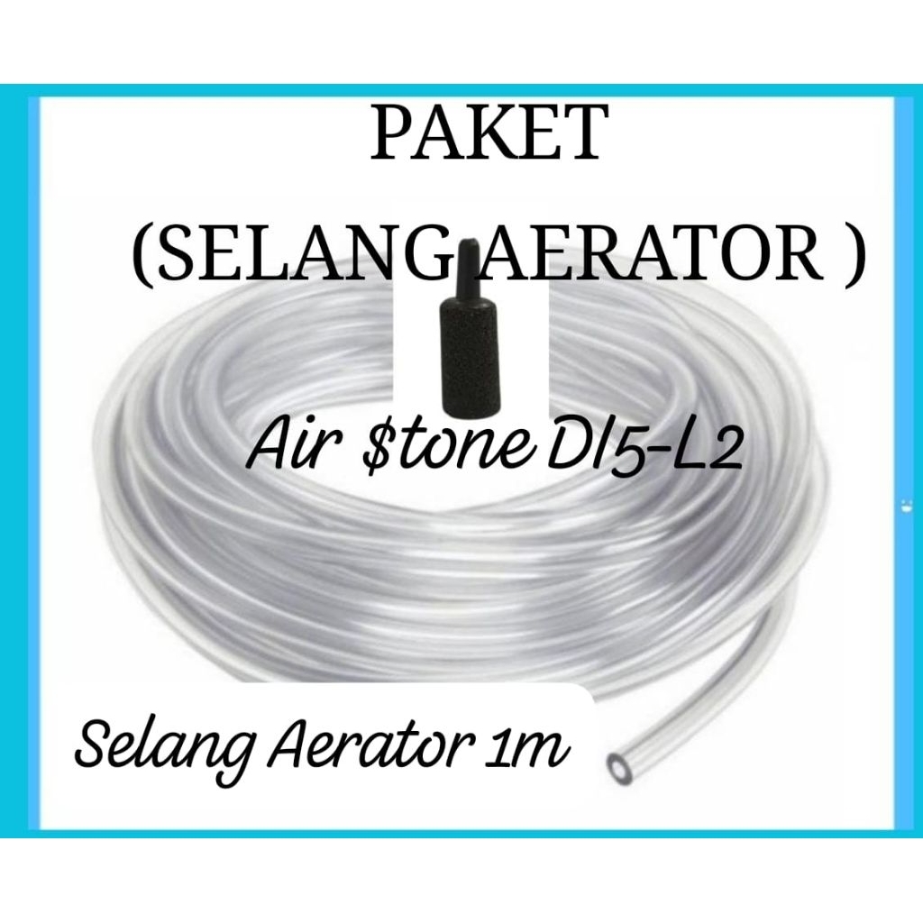Paket: Selang+Batu Aerator | Selang 1mtr+Batu Aerator 1pcs