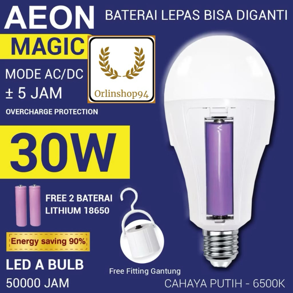 Lampu Emergency LED Arashi 30W Baterai Lepas