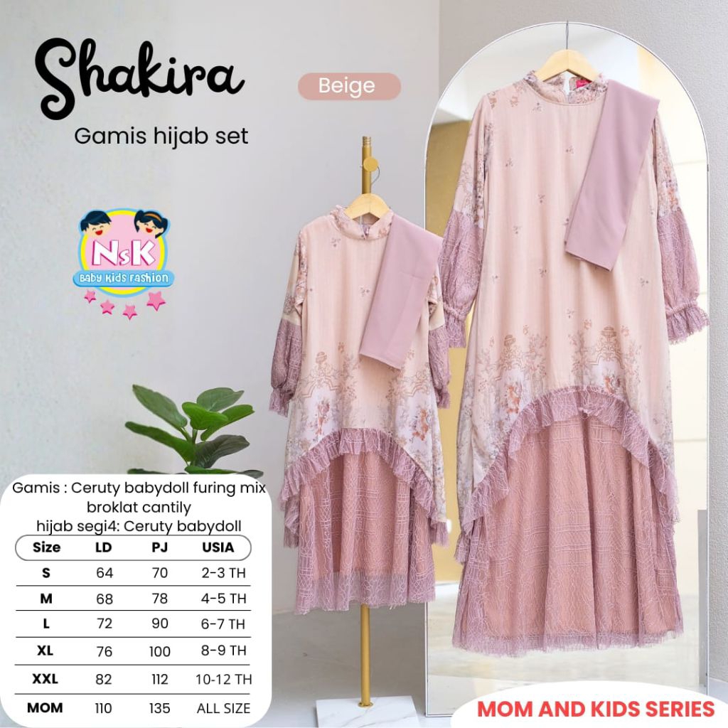 Gamis Set Hijab Anak Dan Ibu Coupel