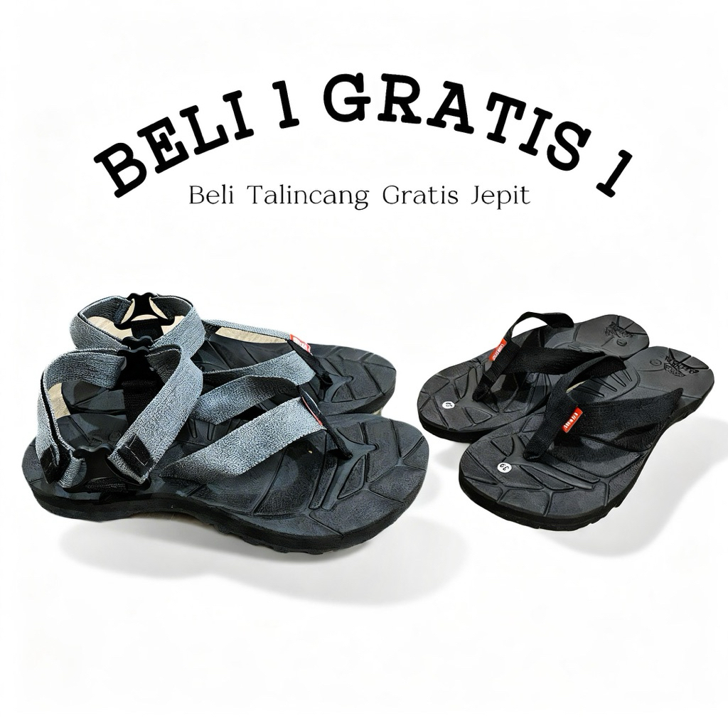 Promo Beli 1 Gratis 1 Sandal Talincang Gunung dan sandal Jepit pria wanita Dewasa anti slip anti air
