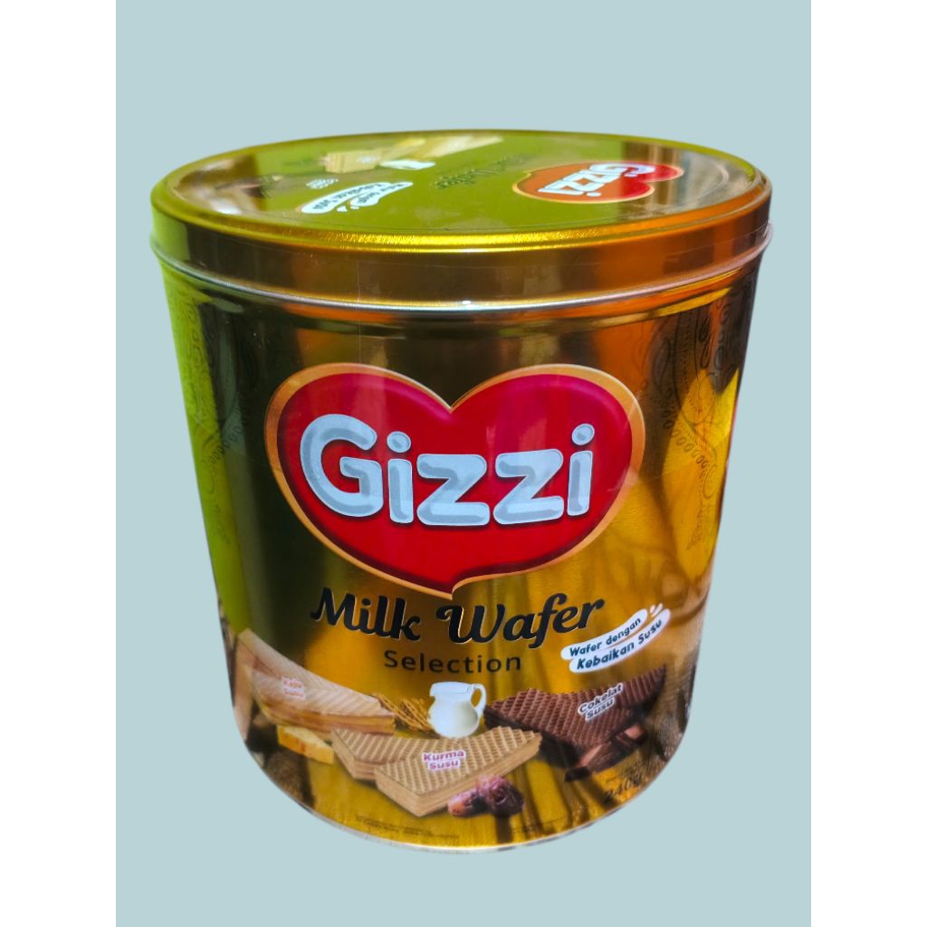 Biskuit Wafer Susu 3 rasa Susu Coklat, Keju dan Kurma GIZZI 1 Kaleng 240 gram