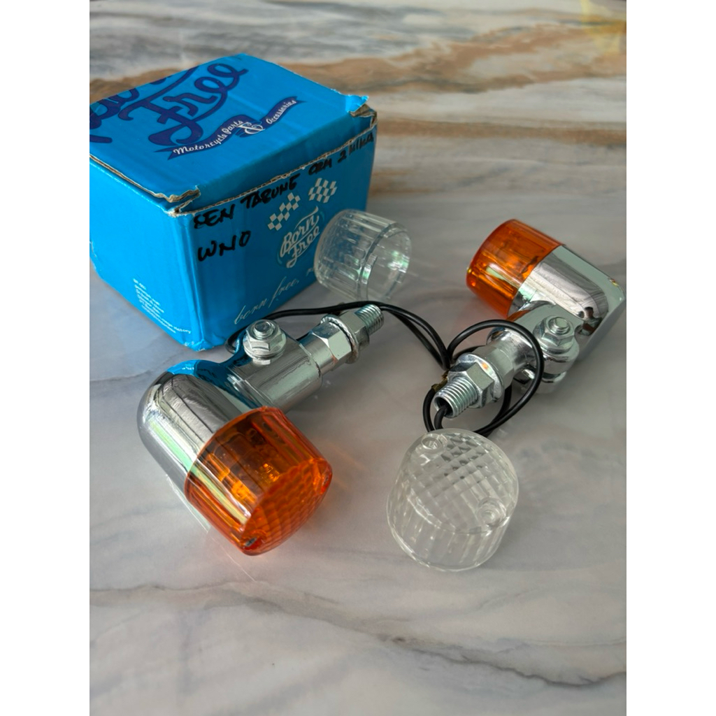 lampu sein reting reteng model tabung chrome croom merk bornfree modifikasi universal custom japstyl