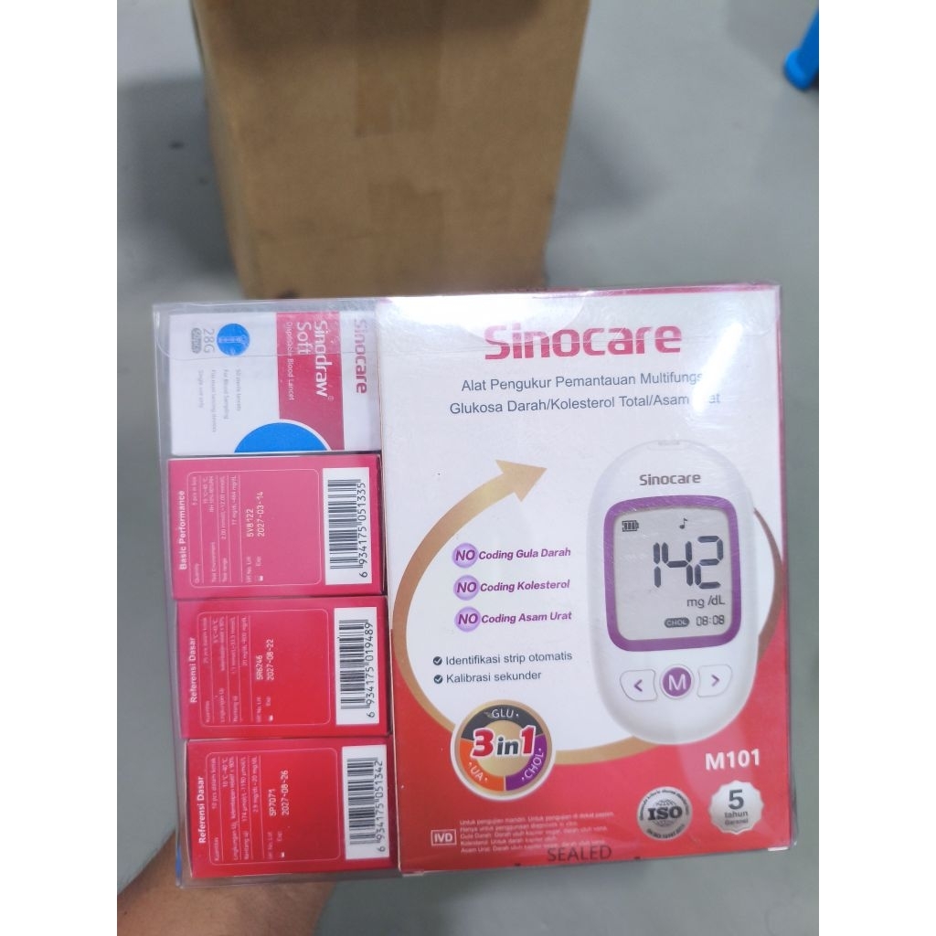 sinocare alat test gula darah, kolesterol, asam urat