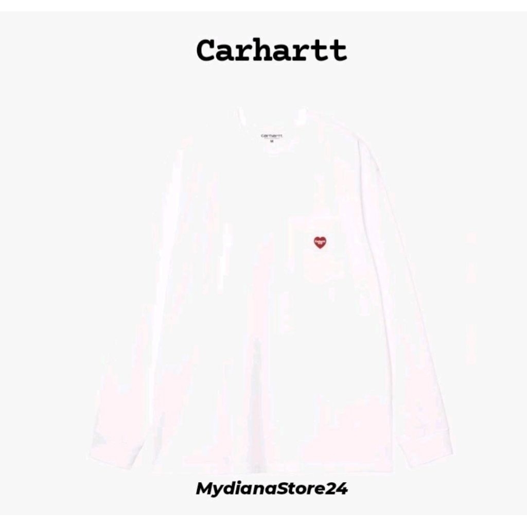 CARHARTT - CARHARTT WIP LONG SLEVEE POCKET HEART T-SHIRT - WHITE / RED