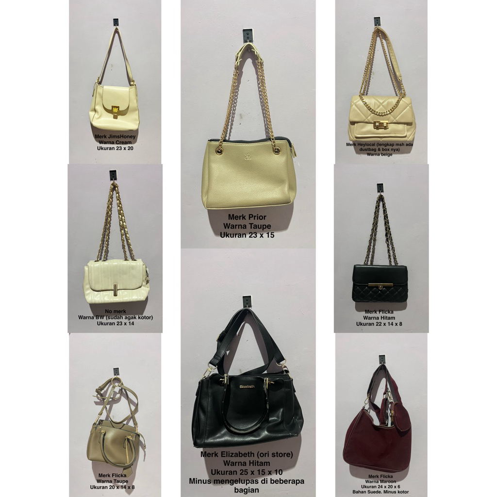 PRELOVED TAS SLEMPANG HEYLOCAL, ELIZABETH, FLICKA, PRIOR