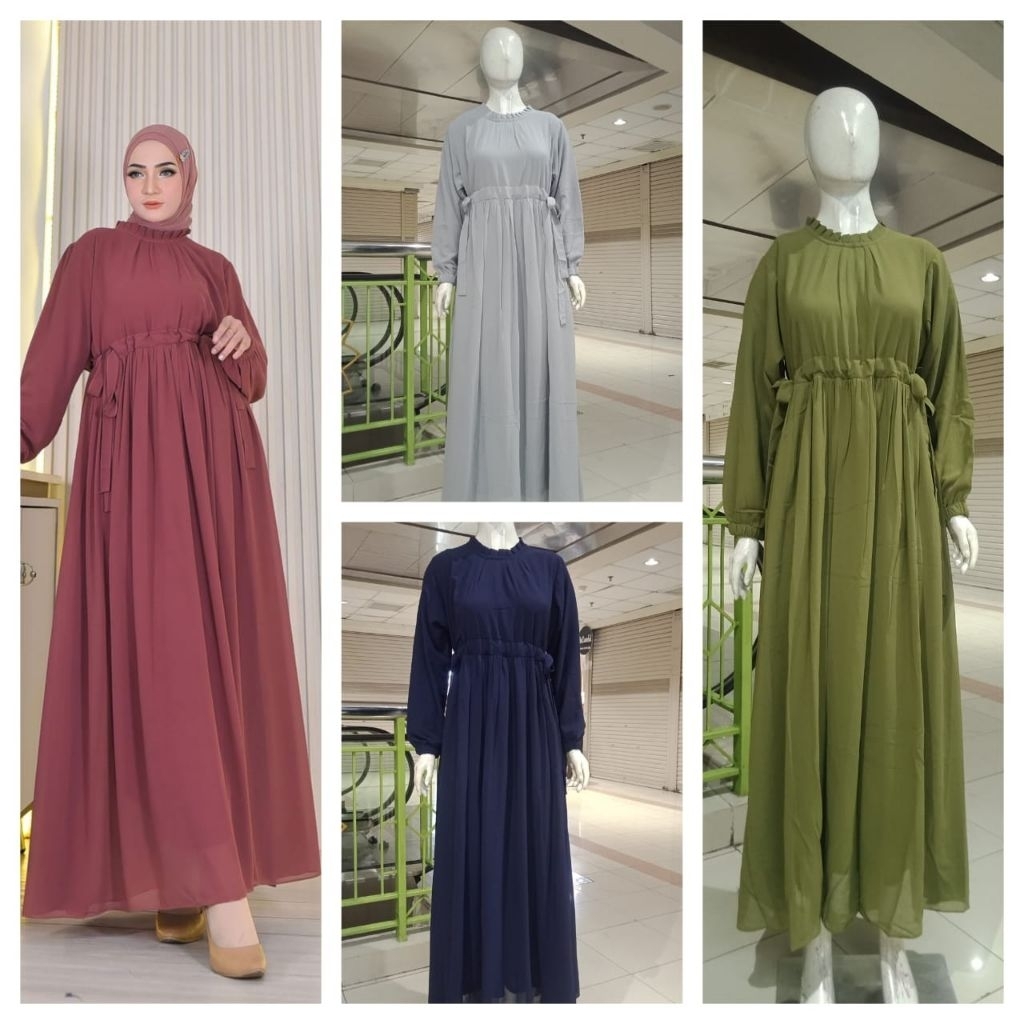 Gamis Ceruty Babydoll Polos Premium / Gamis Malaysia Polos / Gamis Kondangan