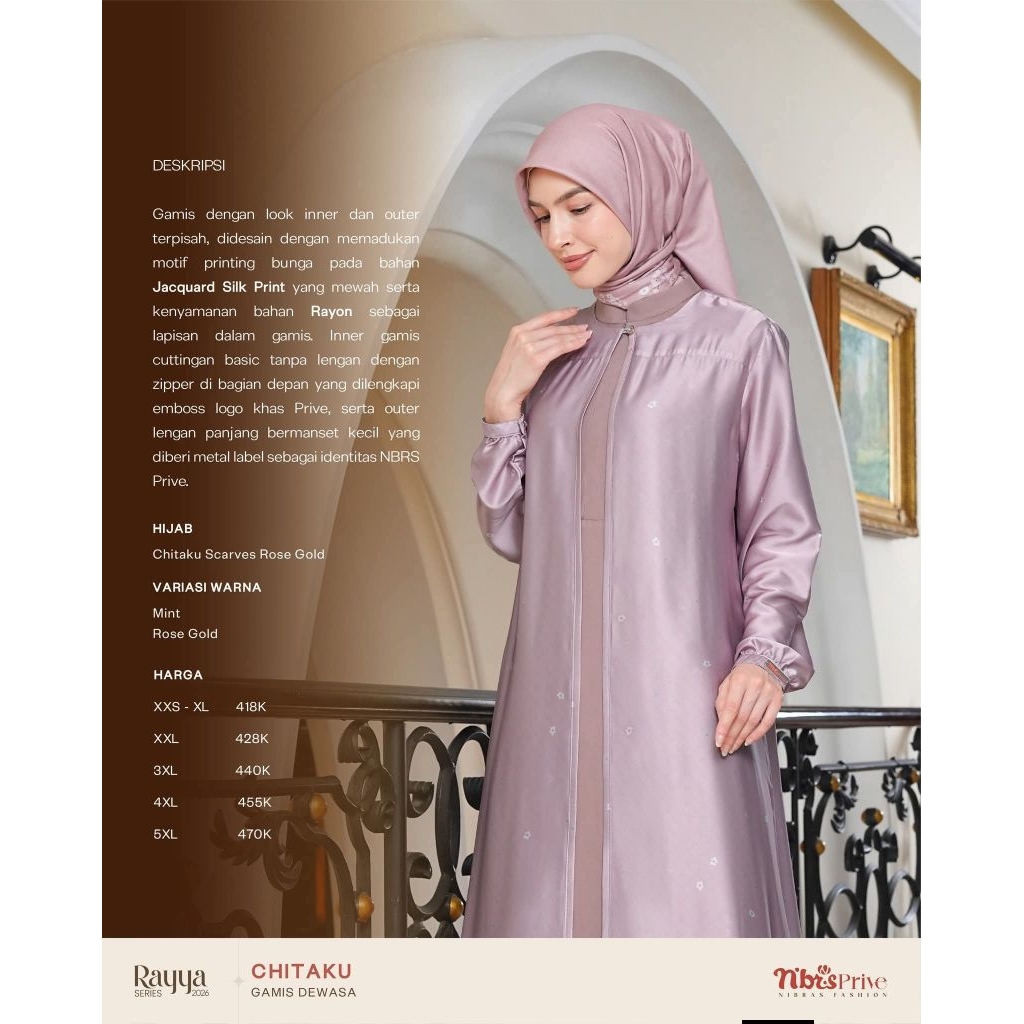 Diarayyaku 2026 Chitaku Gamis Rose Gold
