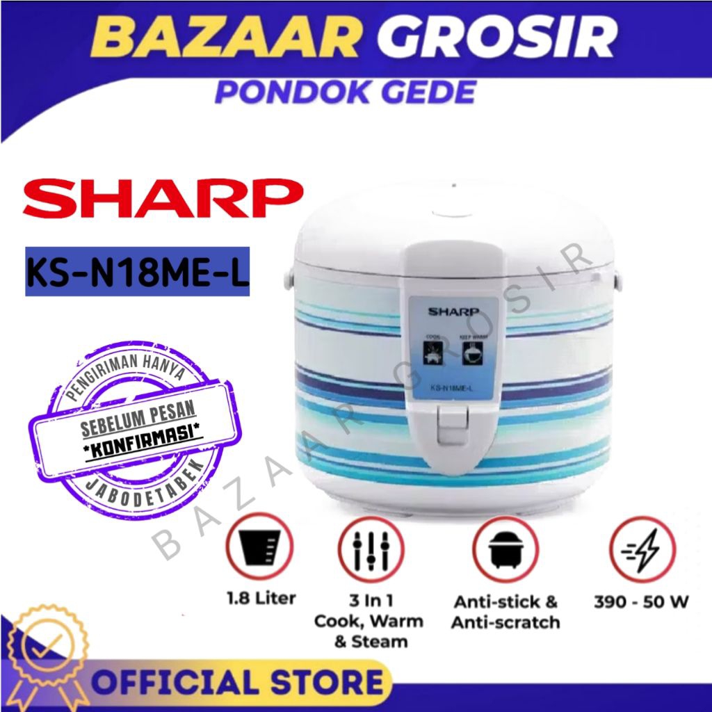 COOKWEAR KS-N18ME-L/KS N18ME L/KS-N18ME-L RICE COOKER WHITE 1.8 LITER 390 WATT