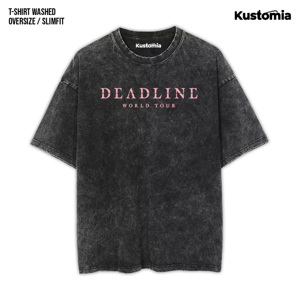 KUSTOMIA Kaos BLACKPINK Washed T-shirt Black White | BP-2
