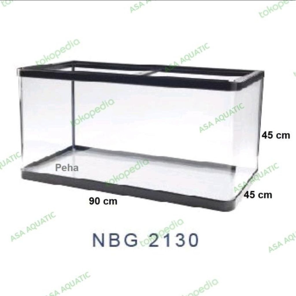 Aquarium Bending Nisso Bahari NBG 2130 ukuran 90cm volume 155L kaca tanpa sambungan [INSTANT ONLY]