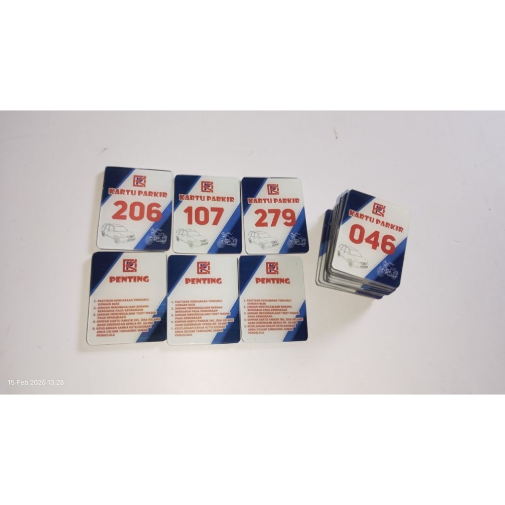 Kartu Parkir / Kartu Penitipan / Kartu Antrian Bahan Akrilik