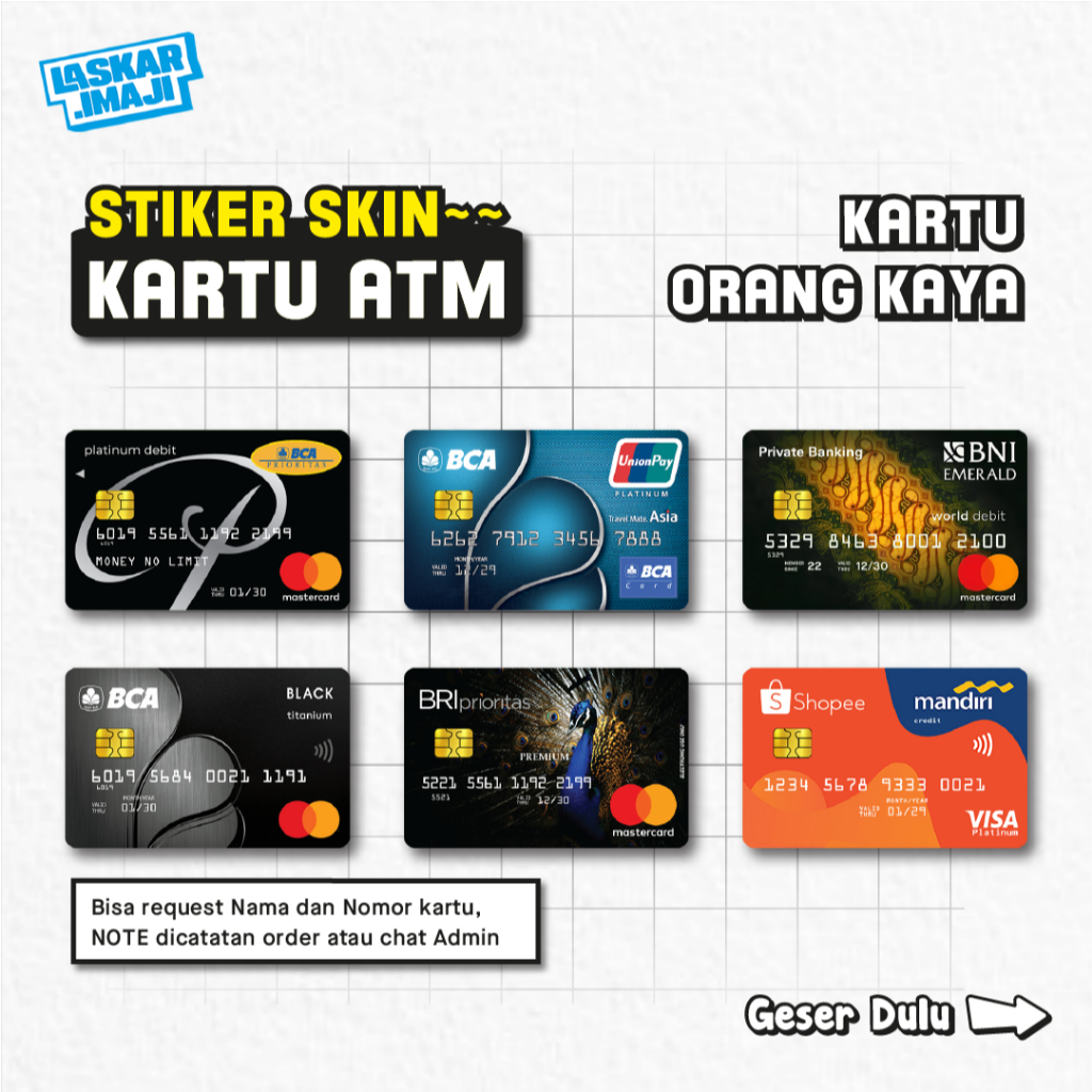 CUSTOM FAKE PRIORITAS CREDIT - GARSKIN STIKER KARTU ATM DEBIT EMONEY FLAZZ - STIKER VINYL
