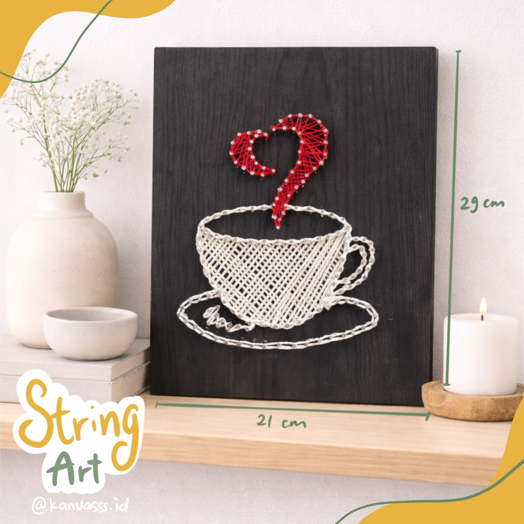 Hiasan Dinding/Wall Decor/Hiasan Estetik/String Art/Hiasan dinding bunga/Pajangan/Coffee