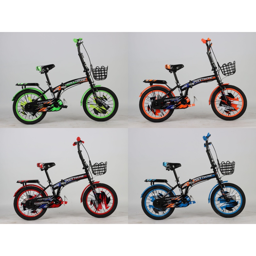 Sepeda Lipat Anak Polytrone Zeon Ukuran 16 Keranjang Jagang Samping