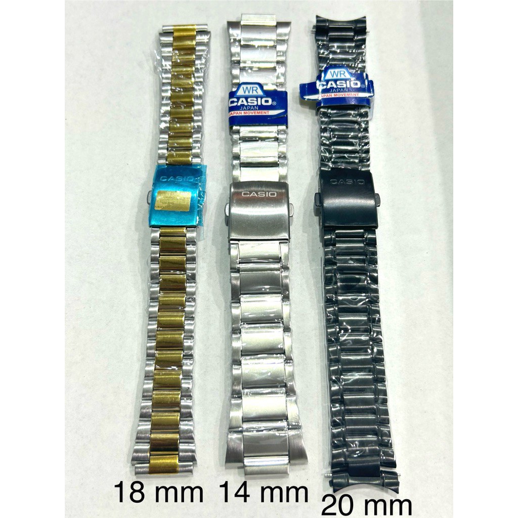 rantai jam casio 14mm, 18mm & 20mm stainless