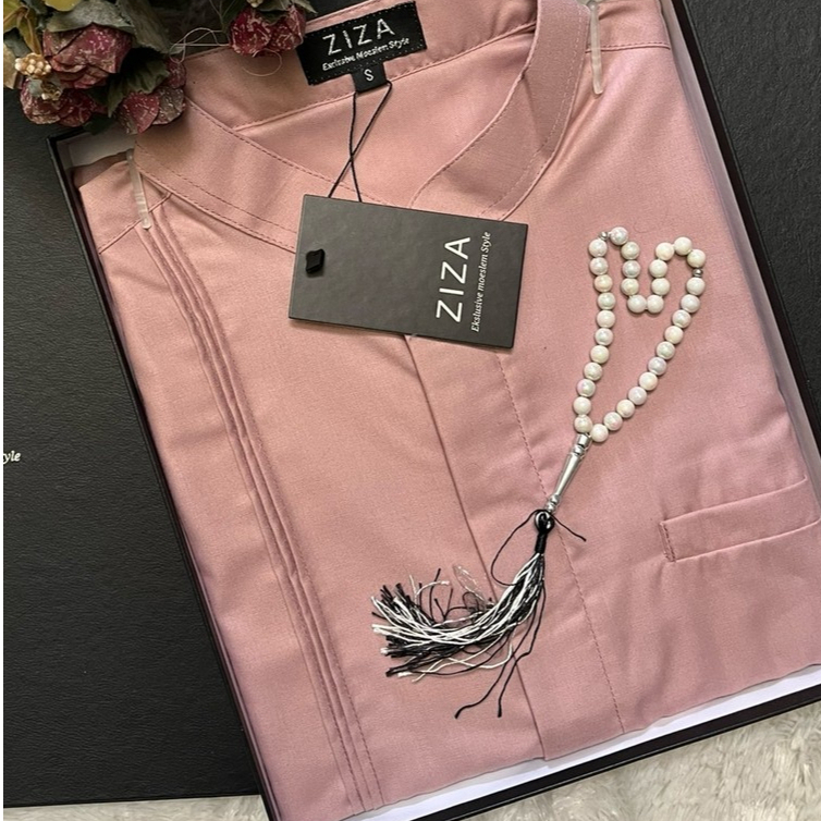 ZIZA Baju Koko Lengan Pendek Pria Pink Dusty