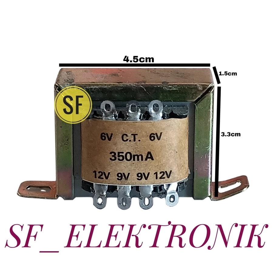 Trafo Transformator 350MA CT 12V Merk SANLIN