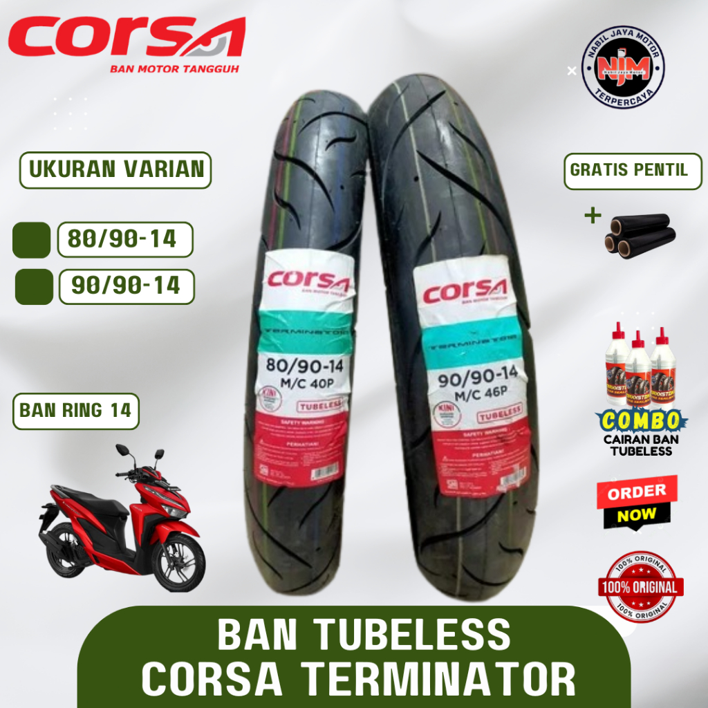 Corsa Ring 14 Matic Corsa Terminator Ban Donat Tubeless Free Pentil beat vario scoopy