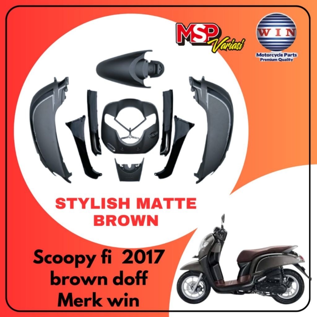 Body part Scoopy fi 2017 abu abu grey brown doff K93 merk WIN  dan Genuine Part AHM Cover Ring Speed