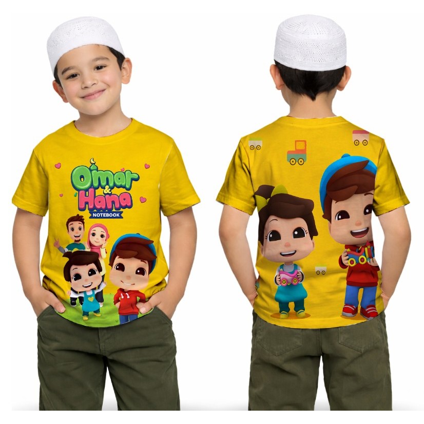 kaos baju Omar hana - baju anak - fullprint - karakter omar hana