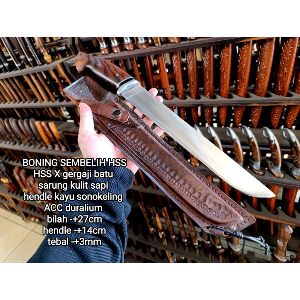 Pisau sembelih Hss super Boning sarung kulit Golsem murah