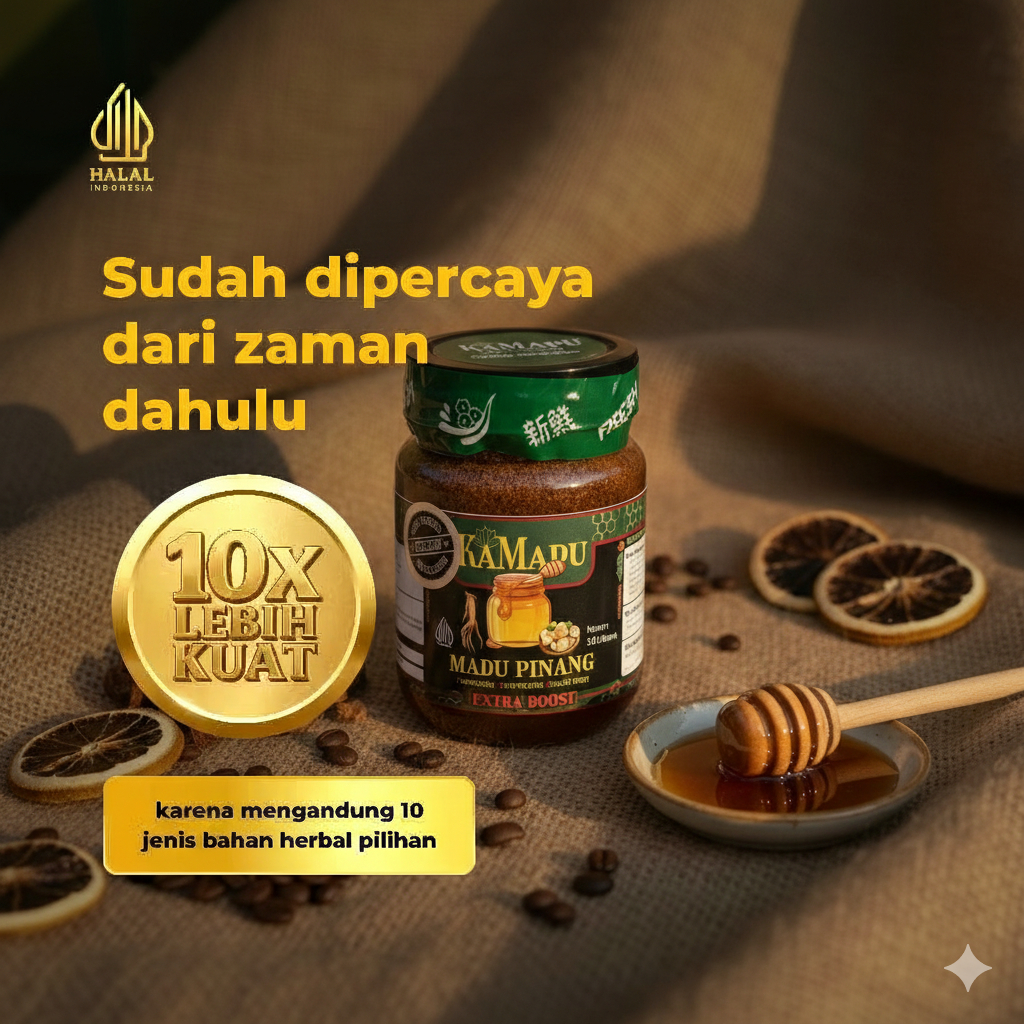 Kamadu Herbal | Madu Pinang Muda | Ginseng | Purwaceng | Jahe Merah | Stamina Pria Dewasa